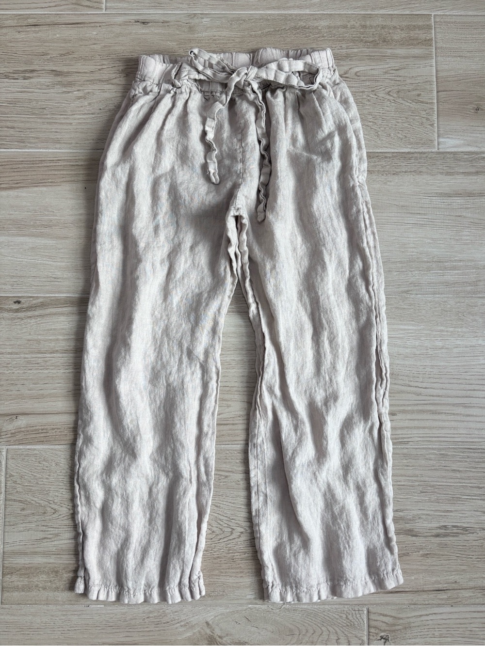 Baci 100% Linen Beige Cropped Pants Italian Women’s Size Small